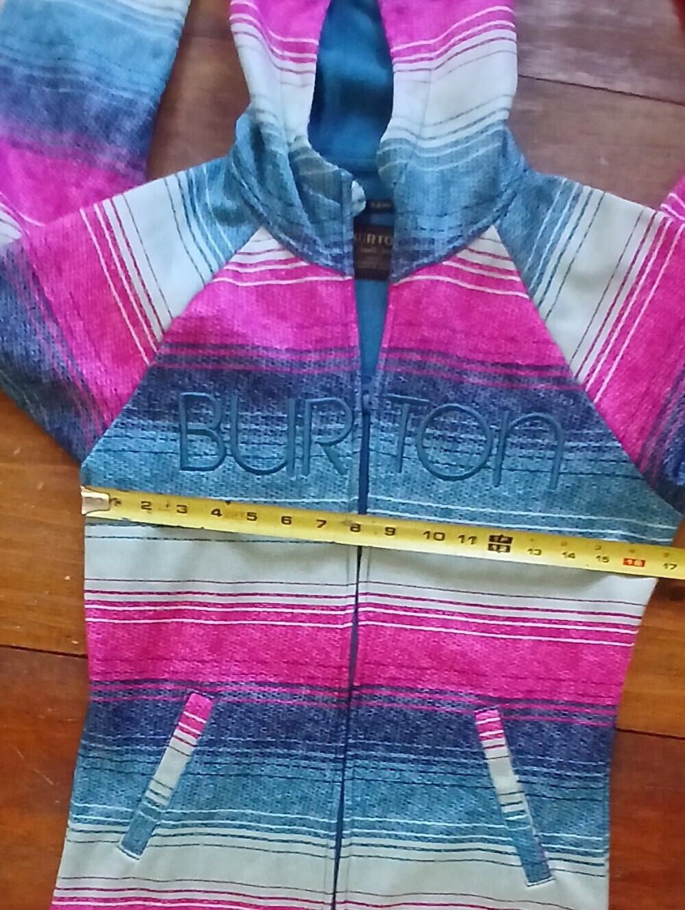 Burton WB Peak Zip Striped Cool Weather Hoodie Spell-Out Pockets Size MEDIUM - Picture 10 of 10